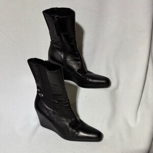 Prada Black Leather Ankle Boots